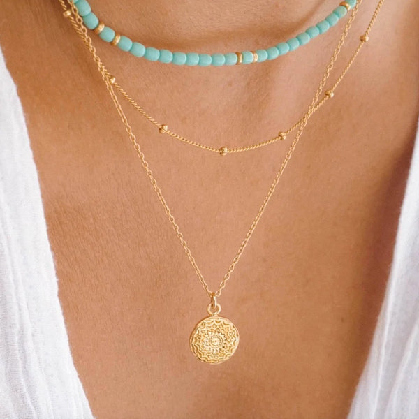 float Halsketten Anhänger Gold "Mandala"