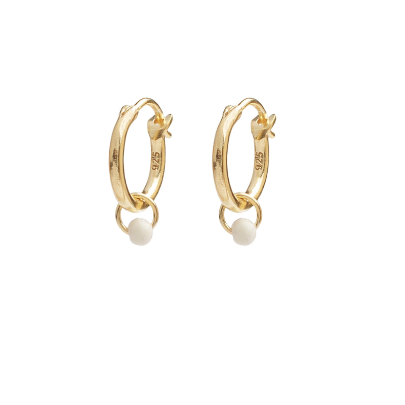 Damen Gold Perlen Ohrring mit weißer Perle