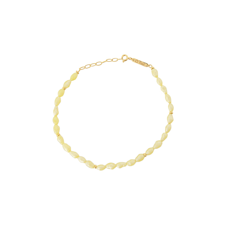 Damen Fußkette mit Gold Verschluss aus gelben Perlen