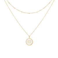 float Zodiac Necklace Gold Aquarius