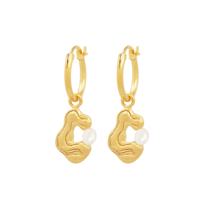 float Pearl Swirl Ohrring Gold