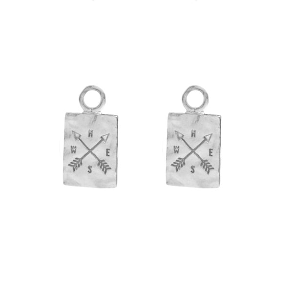 float earring pendant silver "compass"