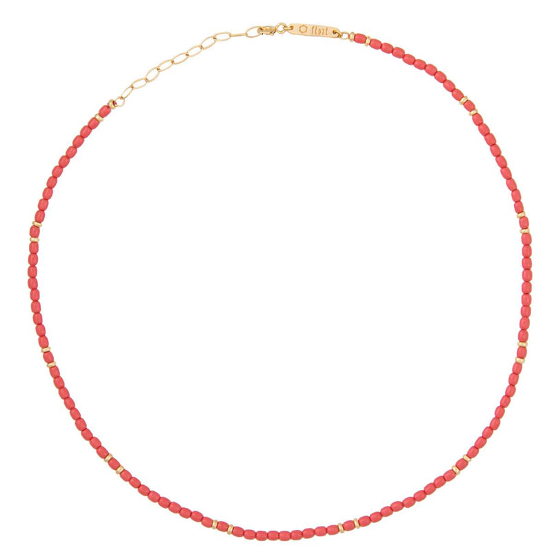 Damen Gold Perlen Halskette mit roten Perlen