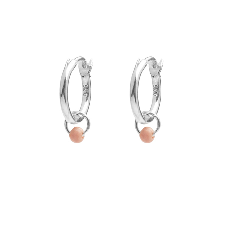 Damen Silber Perlen Ohrring mit rosé farbener Perle
