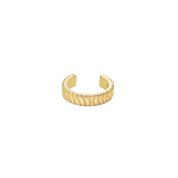 Damen Gold Cuff Ohrring mit Wellen Muster
