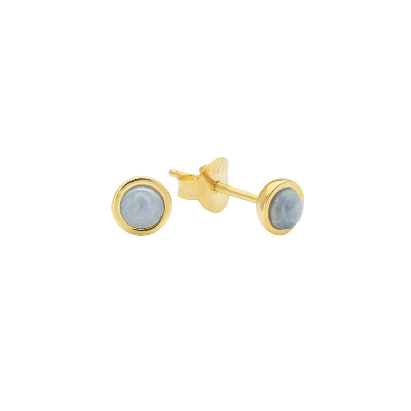 Damen Gold Ohrring Stecker rund mit blauem Resin Inlay