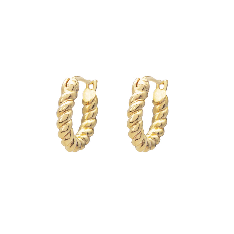 Damen Gold Creolen Ohrring in elegant gedrehter Form