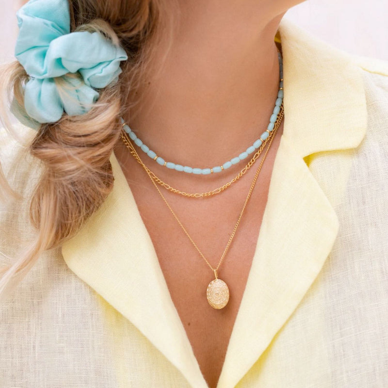 Damen Gold Perlen Halskette aus türkisen Perlen