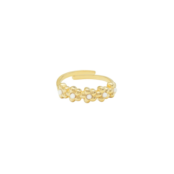 Damen Gold Ring mit Blumenkranz auf der Vorderseite
