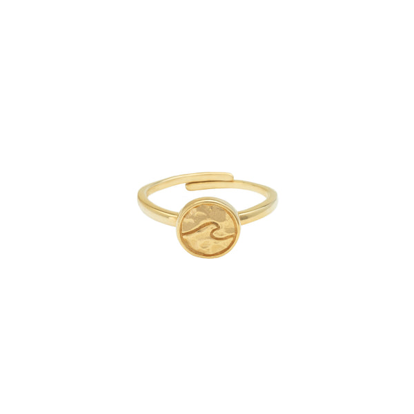 Damen Gold Ring mit Wellen Motiv auf der Vorderseite