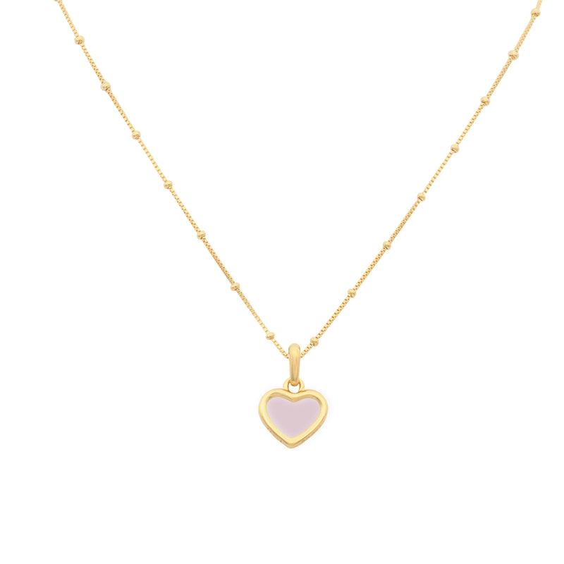 Damen Gold Halskette mit Herz Anhänger mit lilanem Inlay