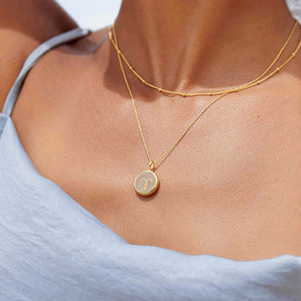 float Zodiac Necklace Gold Aries