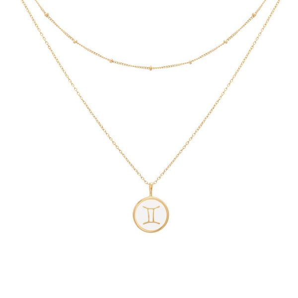 float Zodiac Necklace Gold Gemini