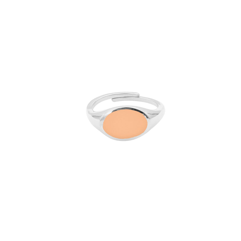Damen Silber Ring mit Pfirsich farbenem Resin Inlay