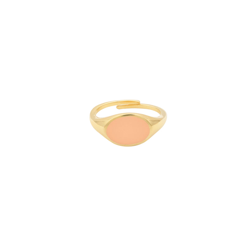 Damen Gold Ring mit Pfirsich farbenem Resin Inlay