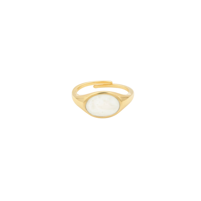 Damen Gold Ring mit weißem Resin Inlay