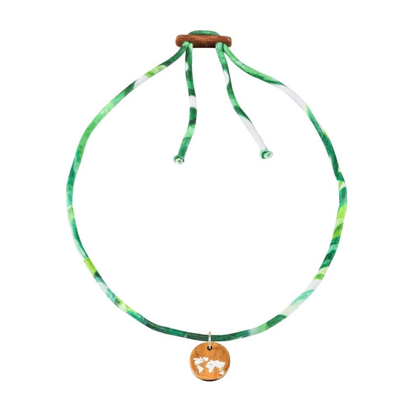 Damen Choker Halskette mit Welt Anhänger Farbe grün